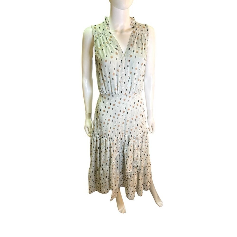 Current Air Dotted Jacquard Tiered Midi Dress with Ruffled Wrap Skirt  Sz S EUC